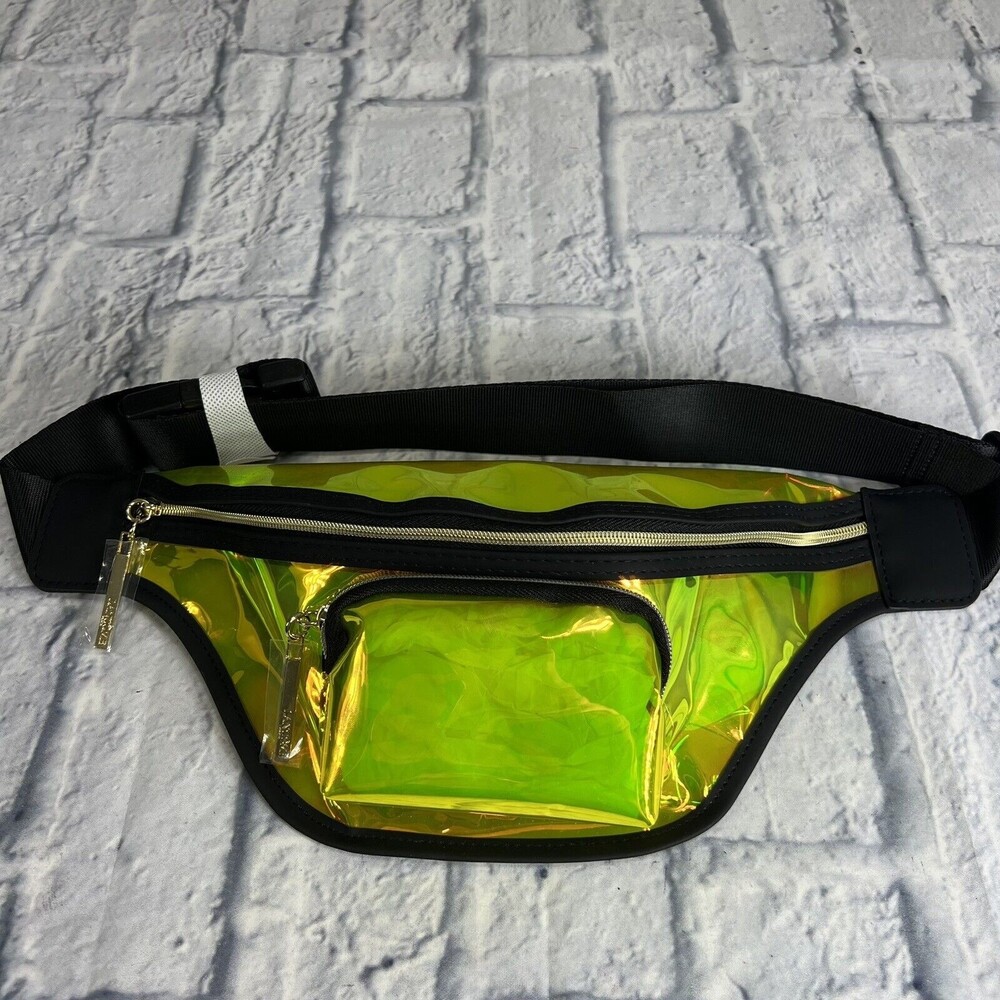 Lancome Limited Edition Holographic Neon Yellow Fanny Pack Waist Bag Waterproof